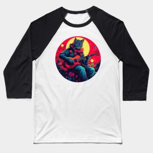 Cat Playing Guitar Funny Cat With Guitar Cute Cat Guitar Baseball T-Shirt